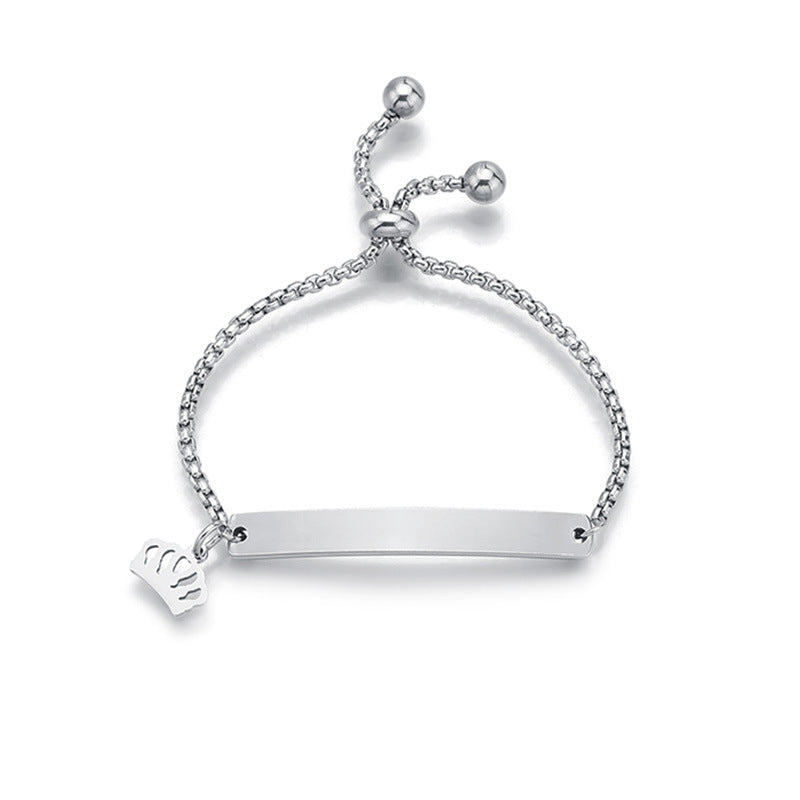 Stainless steel personalized engraved three color curved bracelet simple and personalized women&