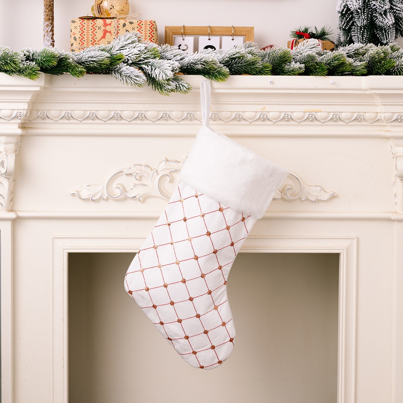 Christmas decoration supplies, high-end Christmas socks, red Christmas stockings, gift bags, tree hanging gift socks