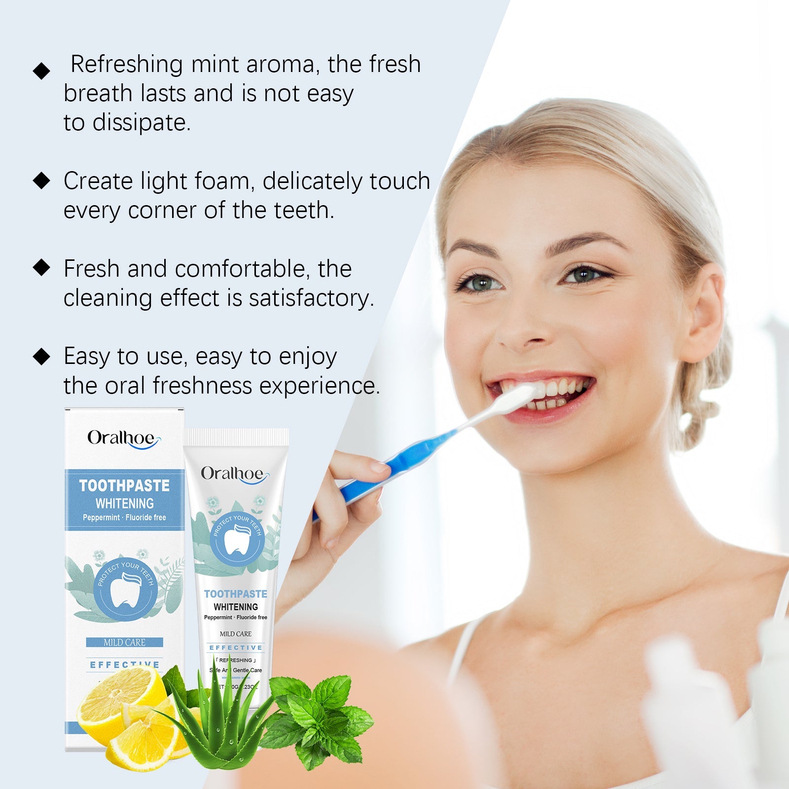 Mint Toothpaste Gently Cleans Tooth Stains Yellow Shine Teeth Daily Oral Care