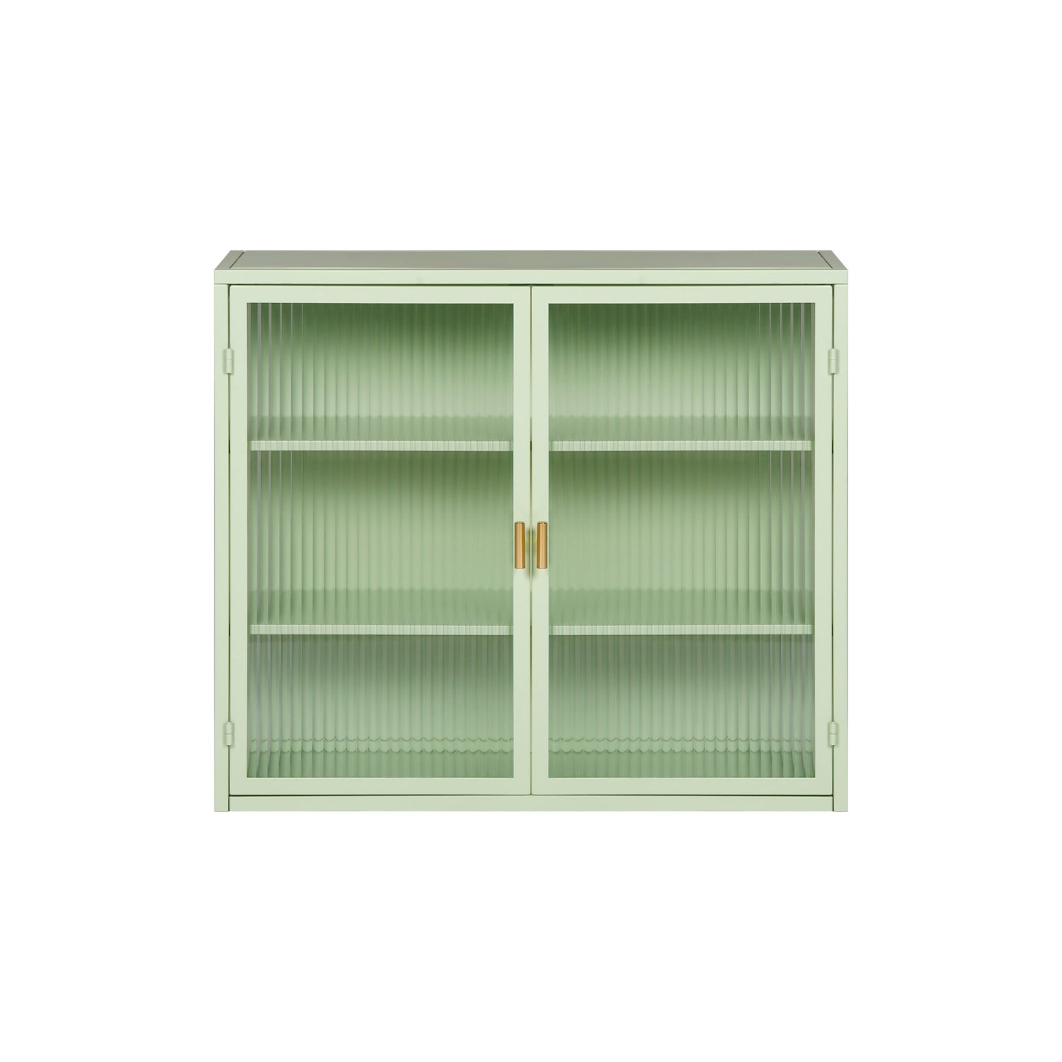 27.56"Glass Doors Modern Two-door Wall Cabinet with Featuring Three-tier Storage Mint Green