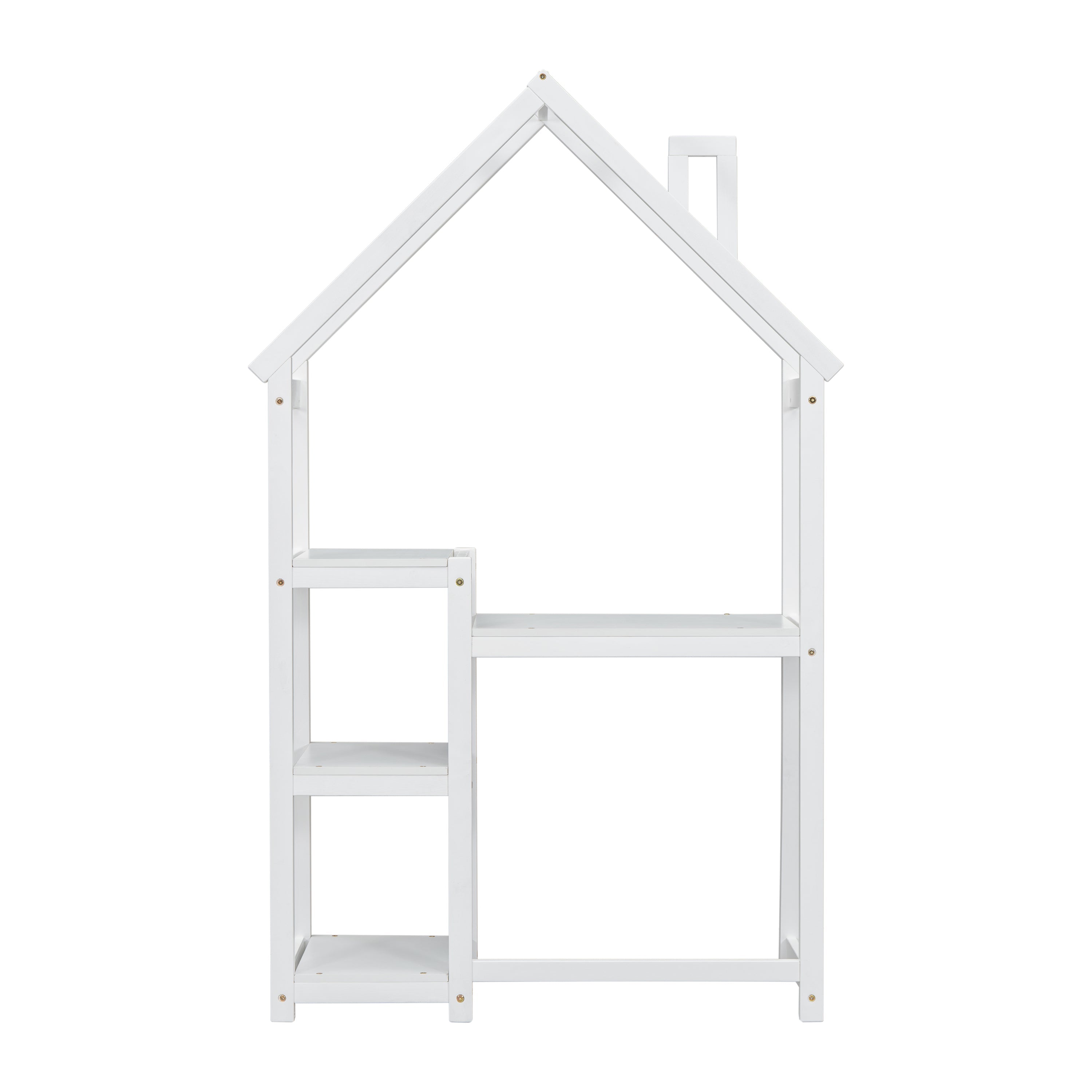 House-shaped Wooden writing Desk,Kids study Table,Bookshelf &amp; Toy Storage,White