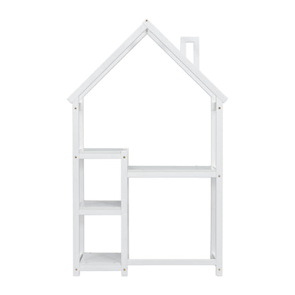 House-shaped Wooden writing Desk,Kids study Table,Bookshelf &amp; Toy Storage,White