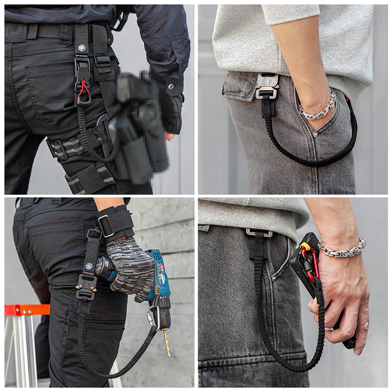 Func. tool rope, equip. tools, phone anti-loss hooks, bag &amp; pant dec. ropes