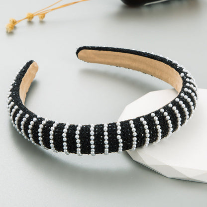 New Full Diamond Headband Pearl Rhinestone Fashion Headband Versatile Hair Accessories For Going Out