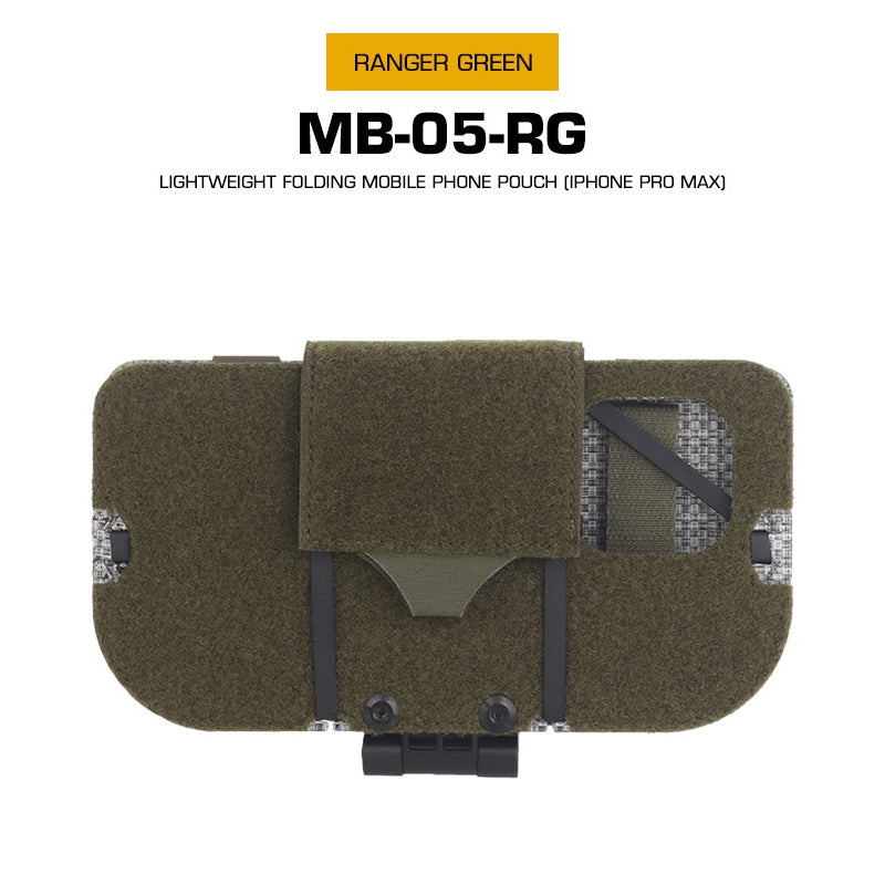 Tactical Phone Pouch, Molle, for Airsoft, Camping, Hunting. Foldable, for Phone &amp; Map.