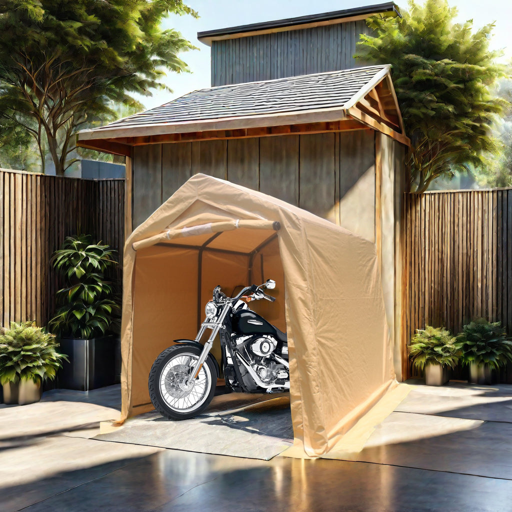 7x12ft Outdoor Portable Gazebo Storage Shelter Shed with 2 Roll up Zipper Doors &amp; Vents Carport
