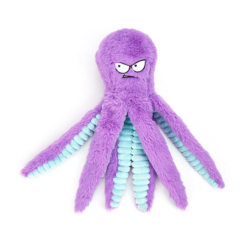 Octopus - shaped indestructible plush dog toy, squeaky &amp; bite - resistant, pet toy supplies