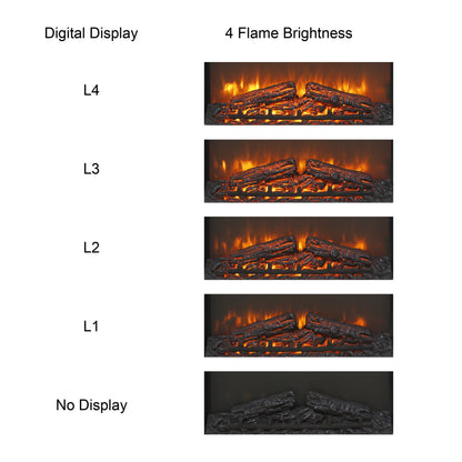23 inch electric fireplace insert ultra thin heater with log set &amp; realistic flame remote control