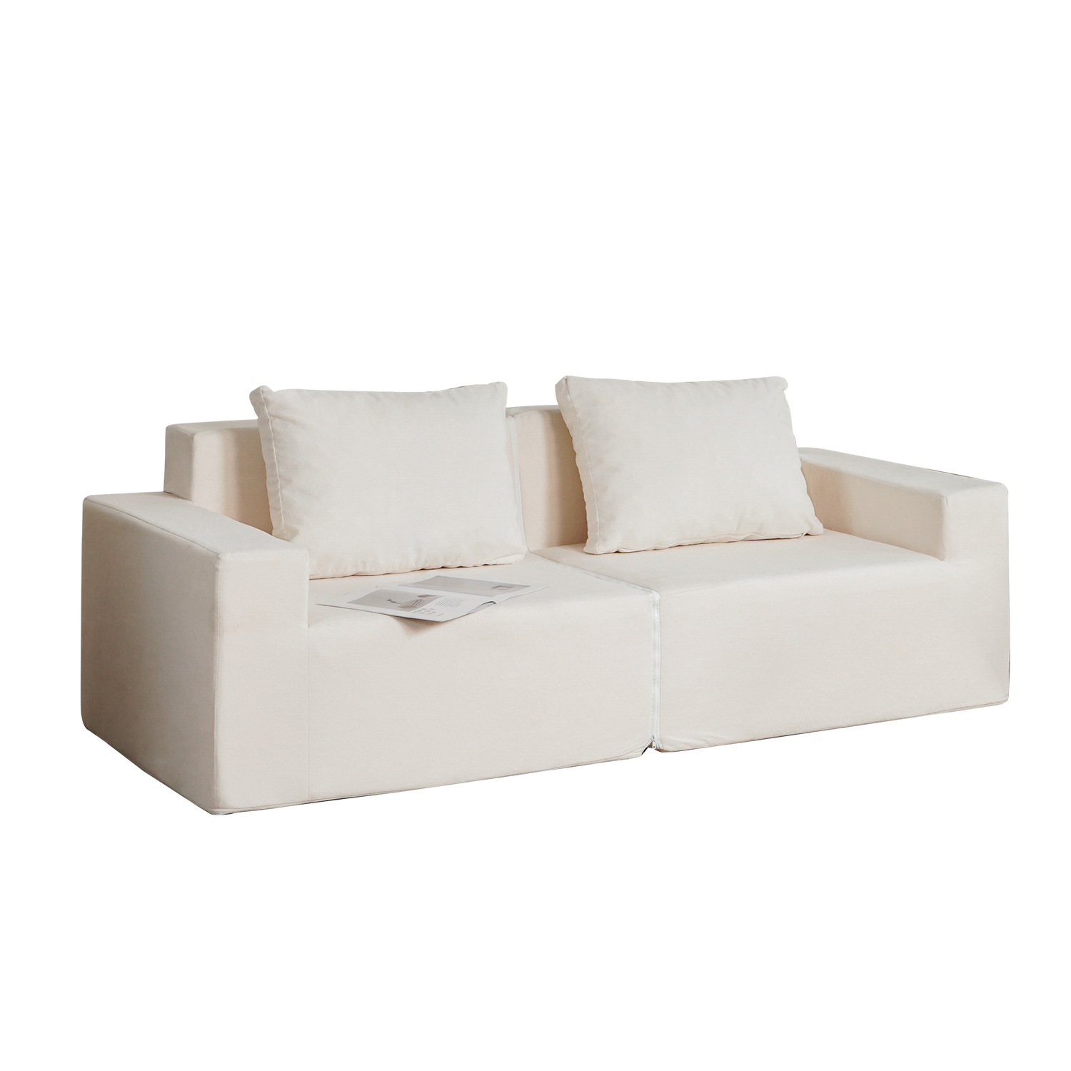 No Installation&amp;Convertible Living room foam sofa chair Loveseat Twin Size with Armrests Removable and Machine Washable Cover