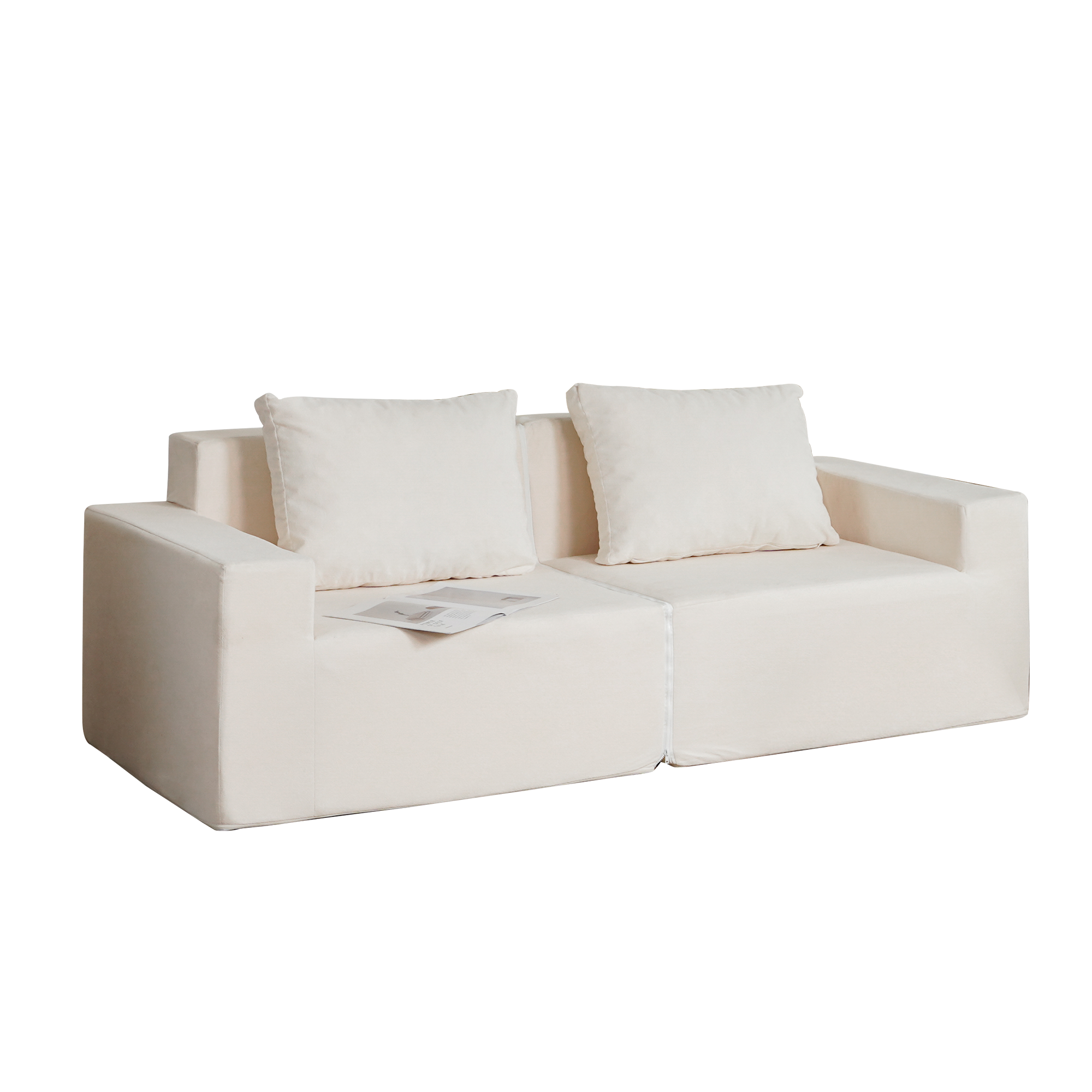 No Installation&amp;Convertible Living room foam sofa chair Loveseat Twin Size with Armrests Removable and Machine Washable Cover
