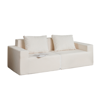 No Installation&amp;Convertible Living room foam sofa chair Loveseat Twin Size with Armrests Removable and Machine Washable Cover