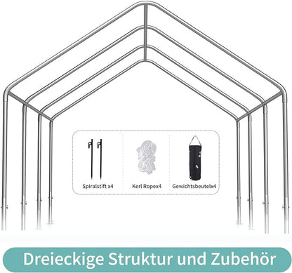 12 * 20 portable car tent garage with adjustable height from 9.5 feet to 11 feet, metal roof and side walls