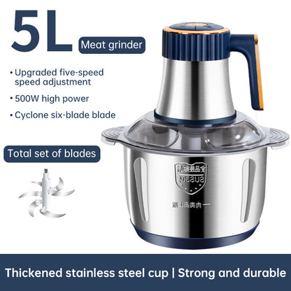 Electric Meat Grinders, 5L Food Processor, Stainless Steel Multifunctional Vegetable Slicer, Kitchen Chopper &amp; Mixer