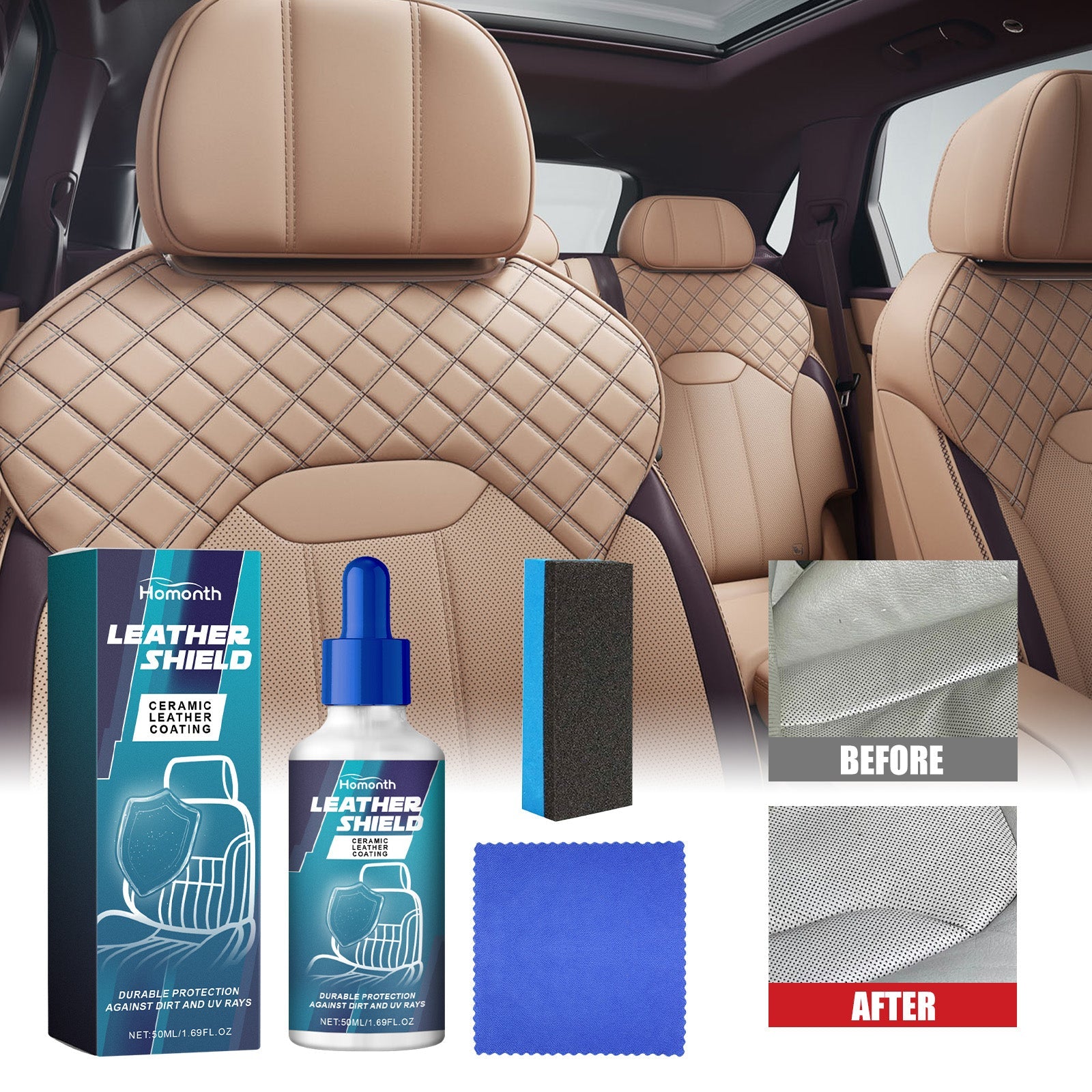 Ceramic Leather Coating, Automotive Interior Seat Leather Protection Refurbished Bright Curing Coating Liquid