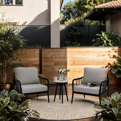 3PC Outdoor Aluminum Patio Furniture Chaise Lounge Set, 2 Chaise &amp; 1 End Table with Modern Tapered Feet,Pneumatic Adjustable Bac