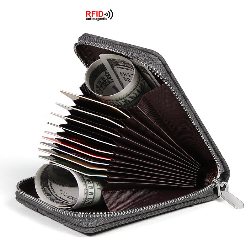 RFID Zipper Large Capacity Certificate Credit Multi Card Man&