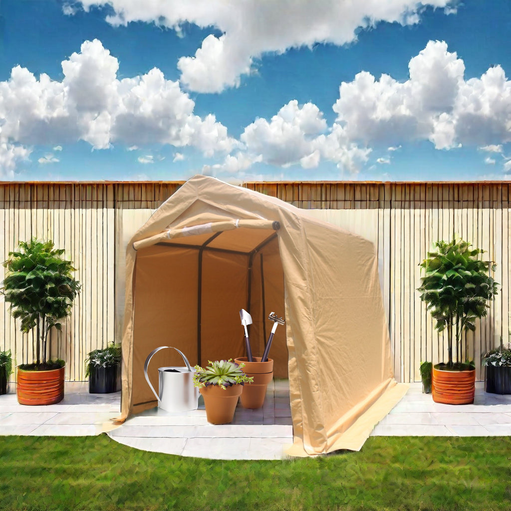 7x8 ft Outdoor Portable Gazebo Storage Shelter Shed with 2 Roll up Zipper Doors &amp; Vents Carport