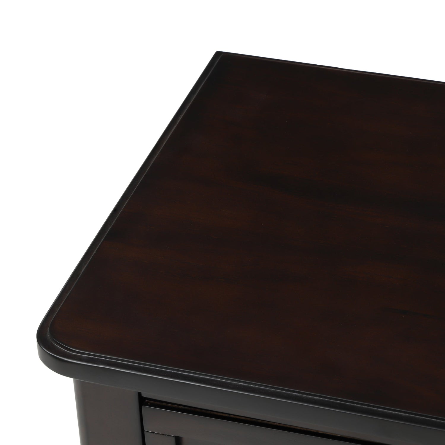 TREXM Narrow Console Desk, Ultra Thin Sofa Table with Three Storage Drawers and Living Room Bottom Shelves (Espresso)