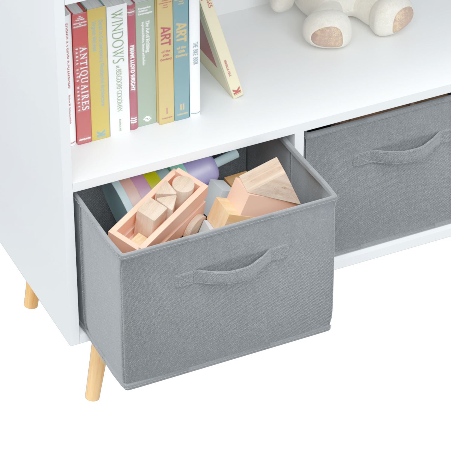 Kids bookcase with Collapsible Fabric Drawers Children&