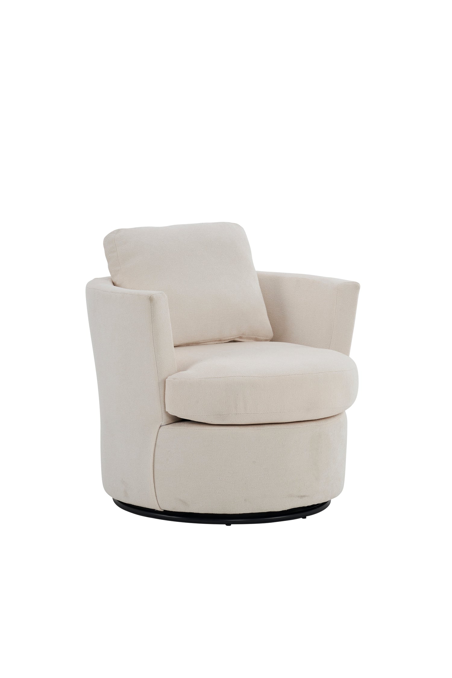 Rotating bucket chair living room comfortable circular sofa chair 360 degree rotating bucket club chair armchair (beige)
