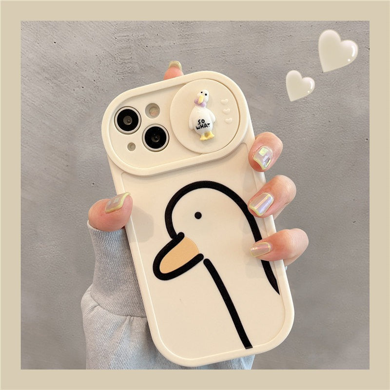 Net Red Duck for Apple 13 Mobile Phone Case Push Window iPhone14promax Women&