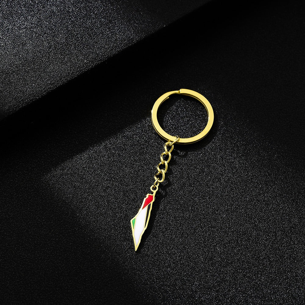 Palestine Israel Map Flag Keychain Accessories Decoration Men&