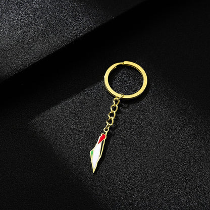 Palestine Israel Map Flag Keychain Accessories Decoration Men&
