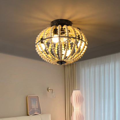 Beaded Wood Chandelier Fan