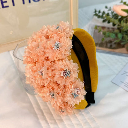 Flower series fashionable wide edge handmade fabric headband headband for women
