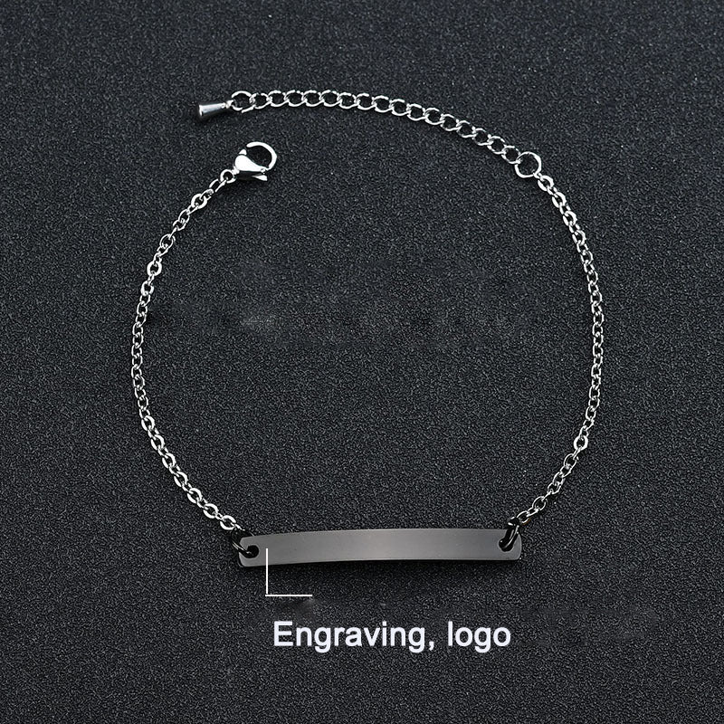 Stainless steel personalized engraved three color curved bracelet simple and personalized women&