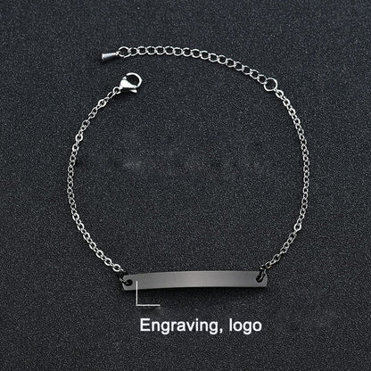 Stainless steel personalized engraved three color curved bracelet simple and personalized women&