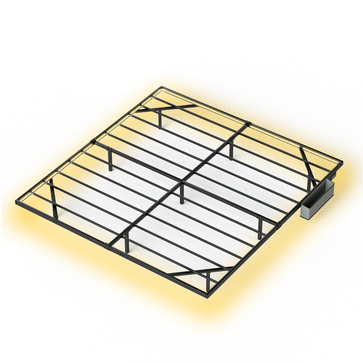 Floating Bed Frame King Size with LED Lights ＆ charging station, Metal Platform Queen Bed, 79.9&