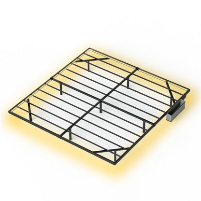 Floating Bed Frame King Size with LED Lights ＆ charging station, Metal Platform Queen Bed, 79.9&