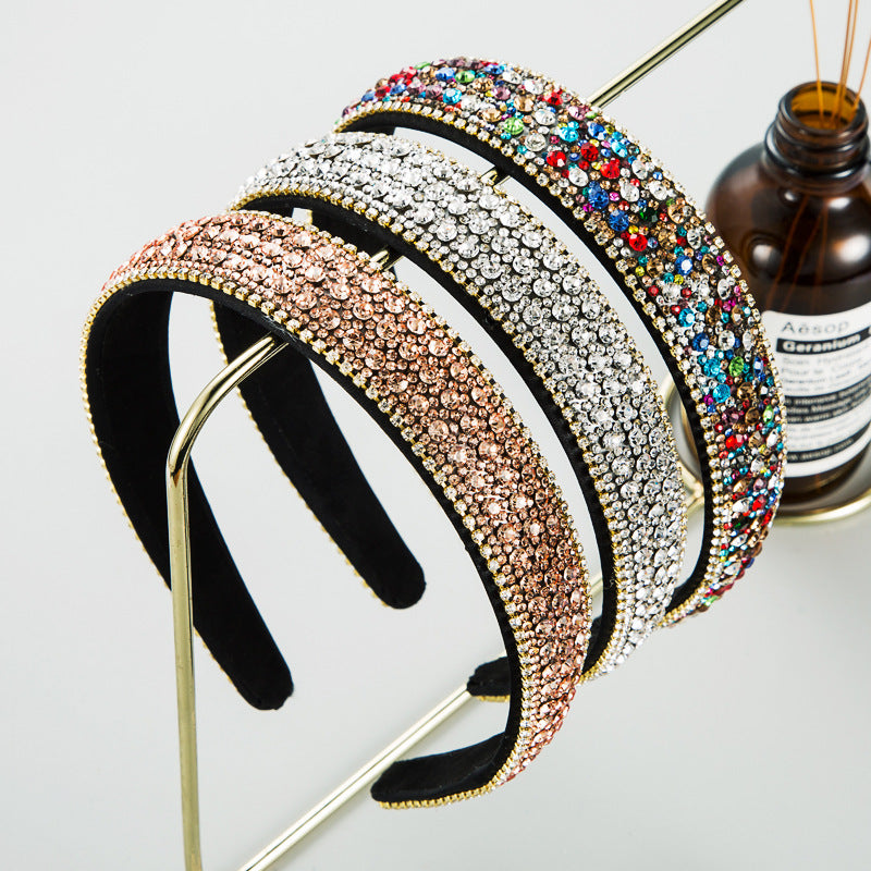 Korean Version Of The Same Trend Color Full Drill Non Slip Headband Women&