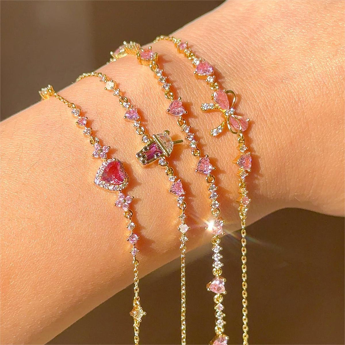 Ins Style Cute Sweet Bracelet Love Zircon Butterfly Festival Bracelet Women&