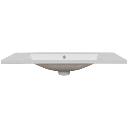 36" Single Bathroom Vanity Top with White Basin  3-Faucet Holes Ceramic  White