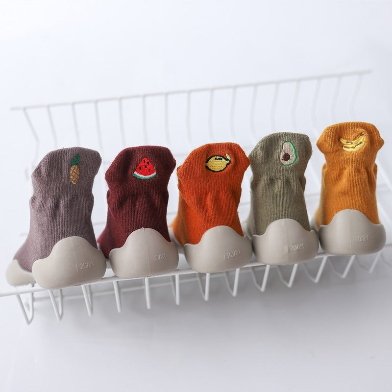 Autumn New Soft Sole Baby Walking Shoes Knitted Embroidered Baby Floor Socks Shoes Avocado Children&