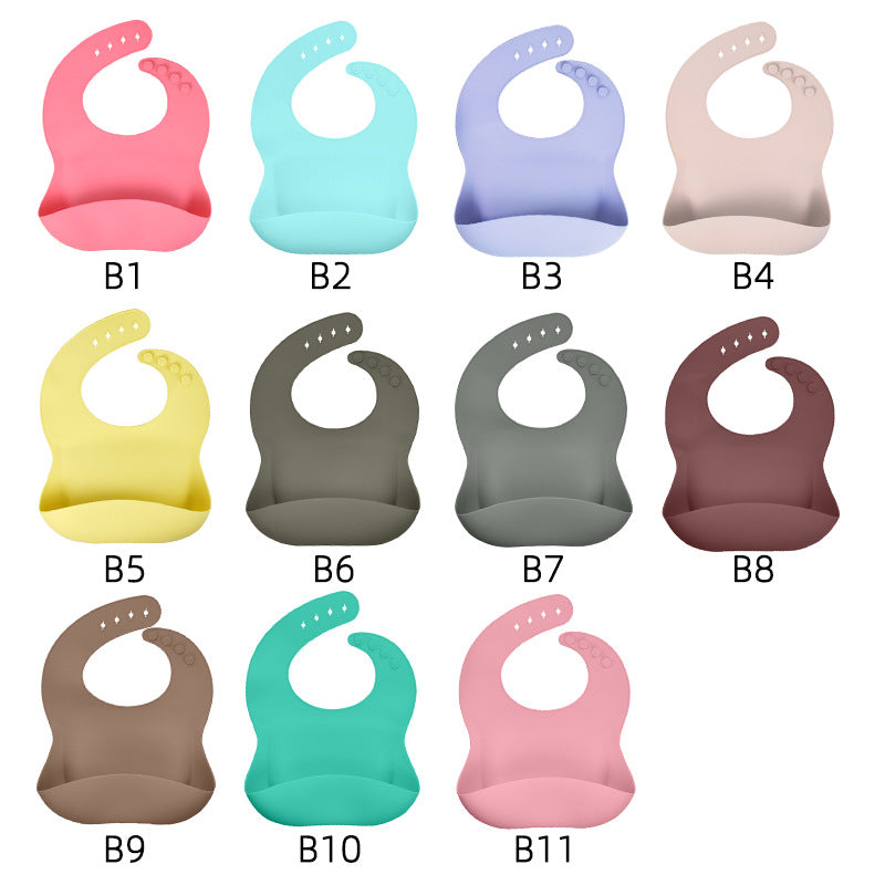 Silicone tableware set baby saliva pocket complementary food bowl children&