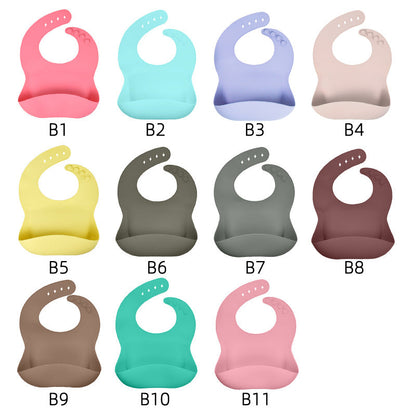 Silicone tableware set baby saliva pocket complementary food bowl children&