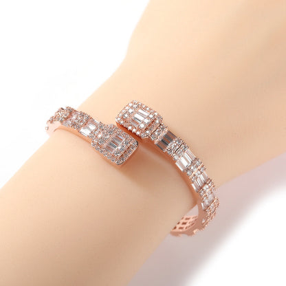 Fashionable Opening Bracelet Ins Style Diamond Set Interwoven Two Color Bracelet Personalized Hip Hop Men&