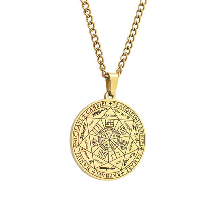 Stainless Steel Necklace Jewelry Seven Angels Magic Circle Pendant DIY Accessories Men&