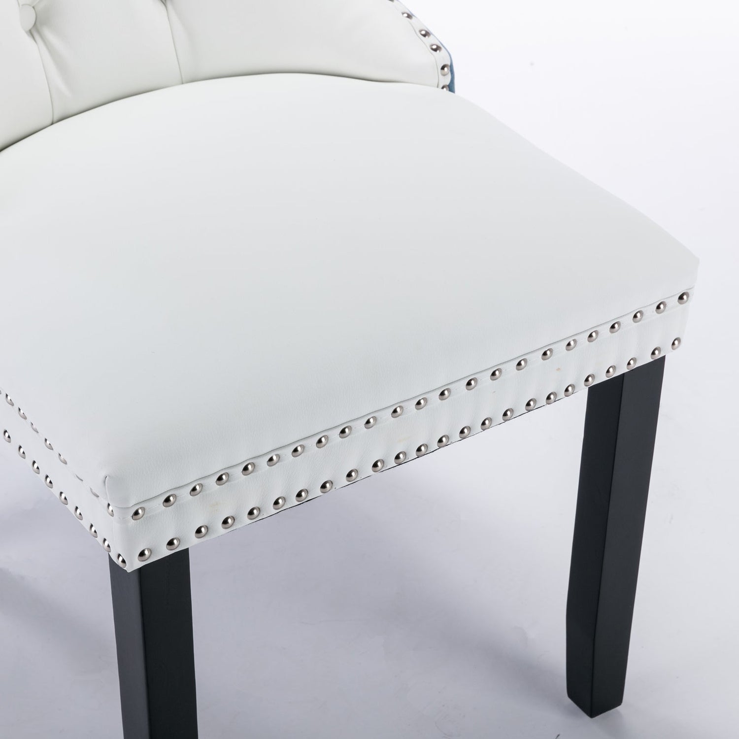 A&amp;A Furniture Nikki Collection Modern High-end Tufted Solid Wood Contemporary PU 2-Pcs Set White+Light Blue