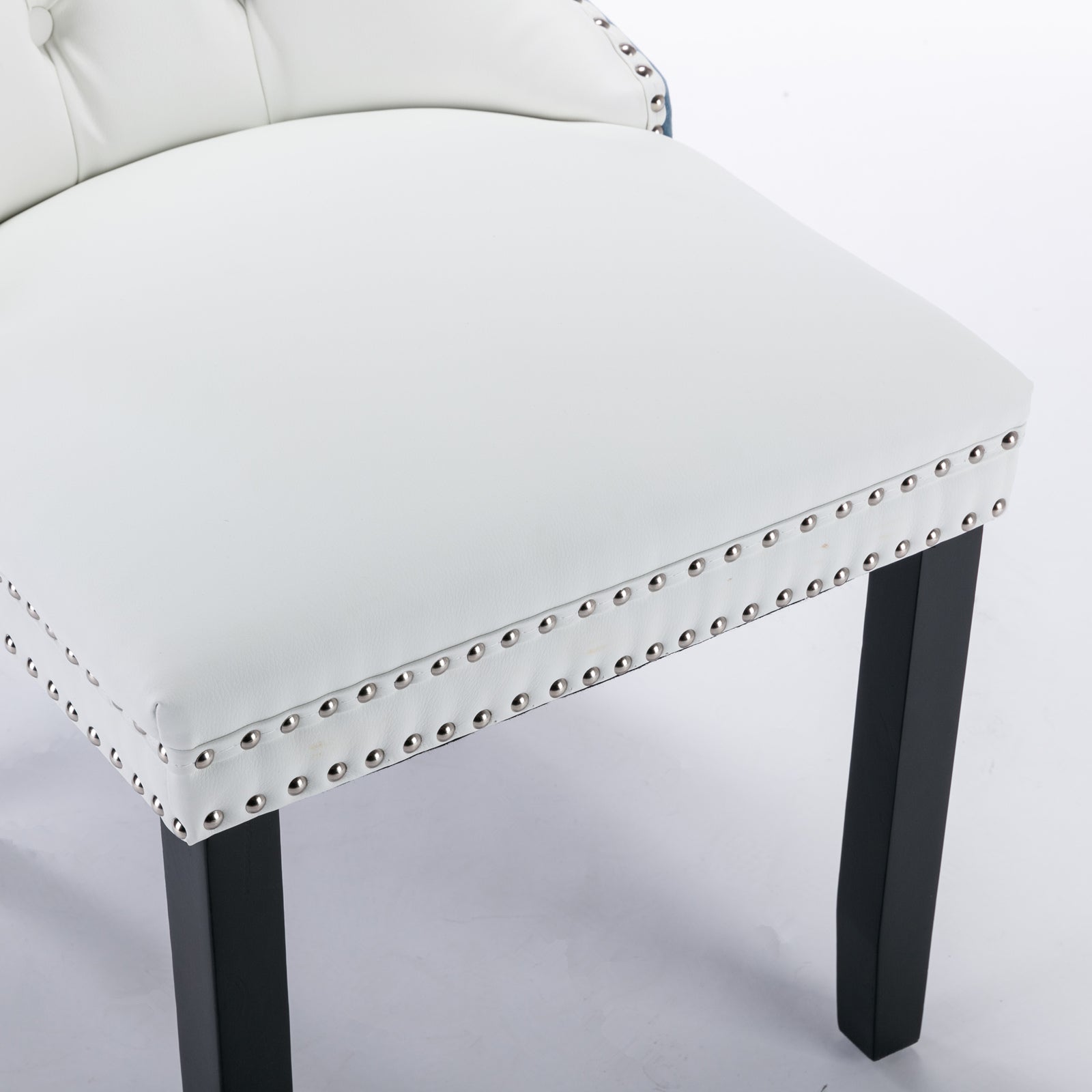 A&amp;A Furniture Nikki Collection Modern High-end Tufted Solid Wood Contemporary PU 2-Pcs Set White+Light Blue