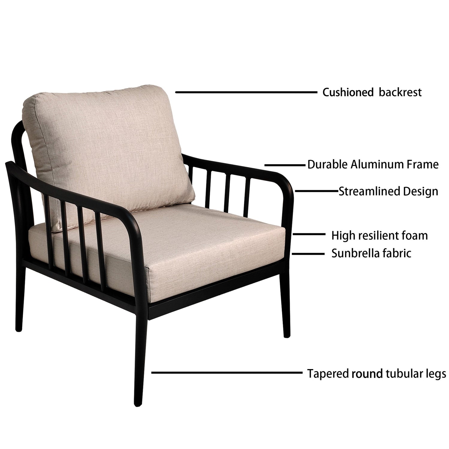 3PC Outdoor Aluminum Patio Furniture Chaise Lounge Set, 2 Chaise &amp; 1 End Table with Modern Tapered Feet,Pneumatic Adjustable Bac