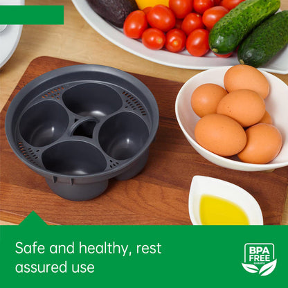 Kitchen Egg Steamer Food PP Egg Holder 4-Hole Egg Steamer High Temperature Resistant Egg Boiler