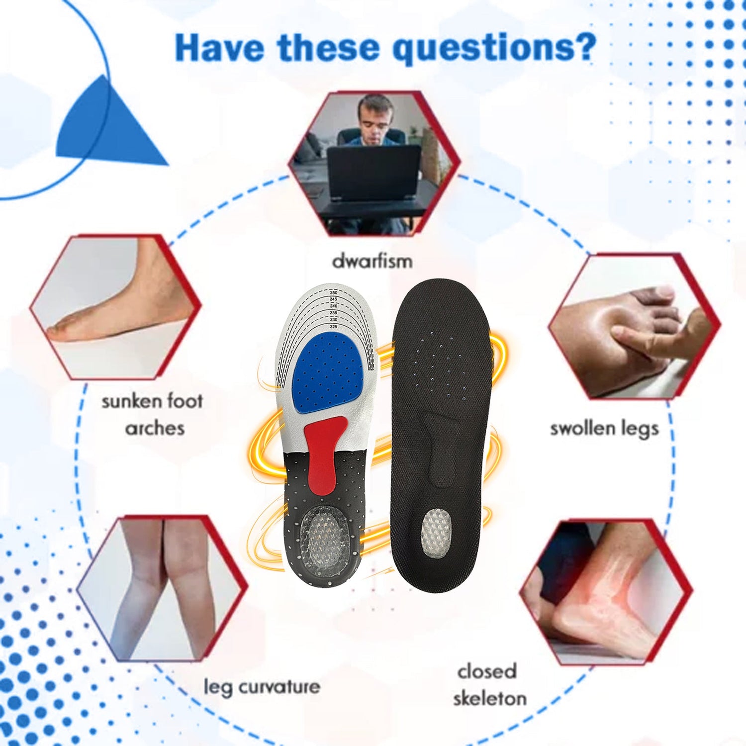 Soft &amp; Healthy Height-Boosting Insoles, Promote Non-Slip And Wear Resistant Arch Support Foot Posture Correction Body Care Breathable Insoles