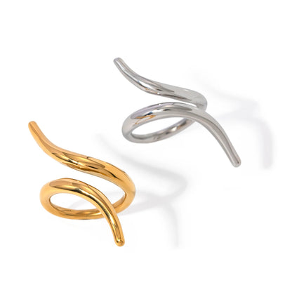 Jewelryposter Stainless Steel Geometric Open Ring Fashion Gold Metal Finger Women&
