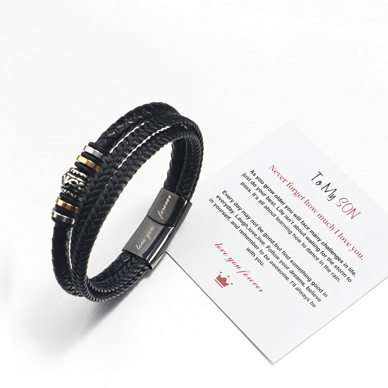 Stainless steel multi-layer woven bracelet men&