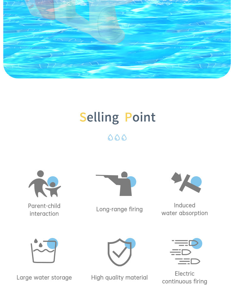 Electric Induction Water Gun Summer Outdoor Toys Automatic Pumping Gun Beach Swimming Pool Water Fight Children&