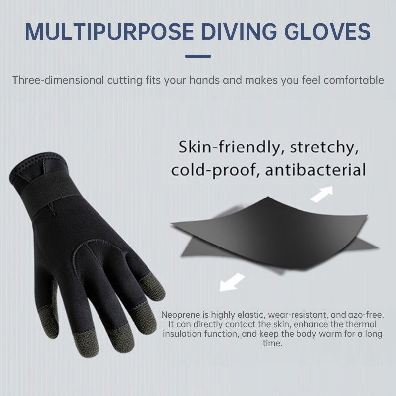 3/5mm Thick Kevlar Diving Gloves. Scratch-proof, for fish hunting, deep dive, spearfishing &amp; skiing.
